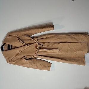 Tahari wool belted Maxi length overcoat trench coat Size Large Mocha Mousse